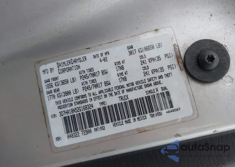 2002 Dodge Ram 1500 St from USA, damaged, VIN 3D7HA18N52G168324